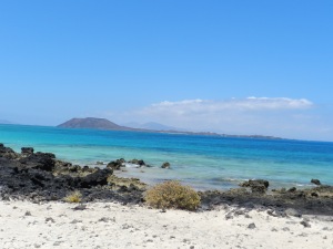 The island of Los Lobos and beyond that Lanzarote